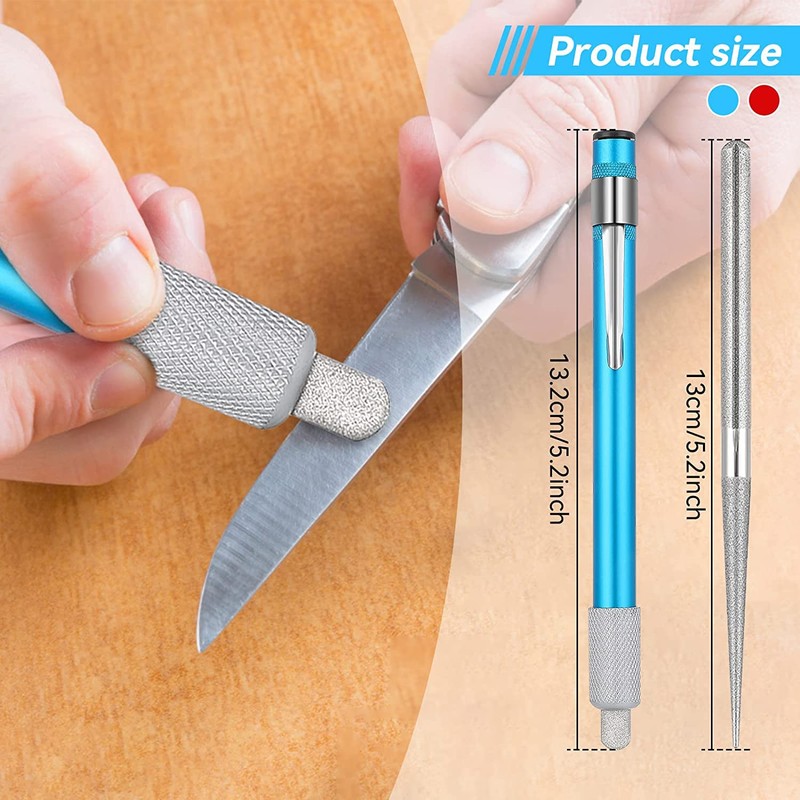 2 PCS Portable Knife Steel Sharpener Rod, Serrated Diamond Retractable