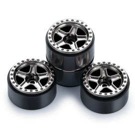 WONFAST 4PCS 1.0inch Wheel Rims RC Plastic 5-Spokes Beadlock Wheel Rim Hub for Axial SCX24 Deadbolt All 1/24 Scale RC Crawler Upgrade Parts Accessories (Titanium)