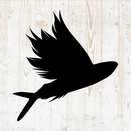 Fish Wall Decals Silhouette - Fish Wall Stickers - Fish Sea Nautical River Ocean Fisherman - Fish Room Decor for Bedroom Kitchen Laptop Water Bottle Car Window Decals DWSV5340