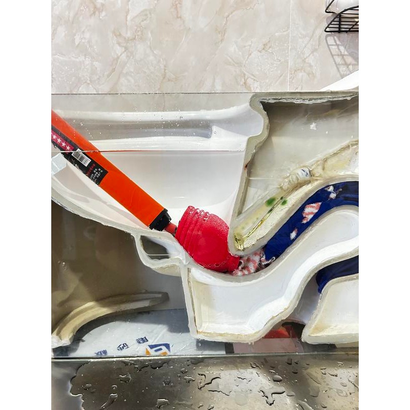 Latest manual high-pressure gas toilet unclogging tool - also for