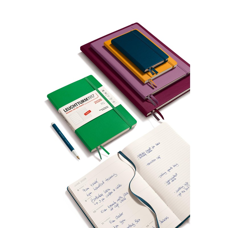 LEUCHTTURM1917 372680 Weekly Planner & Notebook Medium (A5) 2026, Softcover,