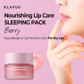 Klavuu Nourishing Care Lip Sleeping Pack - Lip Mask for Exfoliating & Nourishing Lip Treatment Balm for Dry Lips - Natural Moisturizing Lip Oil with - Lip Balm to Repair & Protect Lips 0.7oz (Berry)