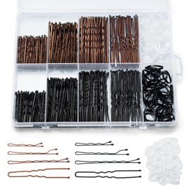 Scaups 400PCS Brown and Black Bobby Pins Kit with Hair Bands, 1.38inch 2inch 2.36inch Bobby Pins and 2.36inch U Shape Hair Pins for Women
