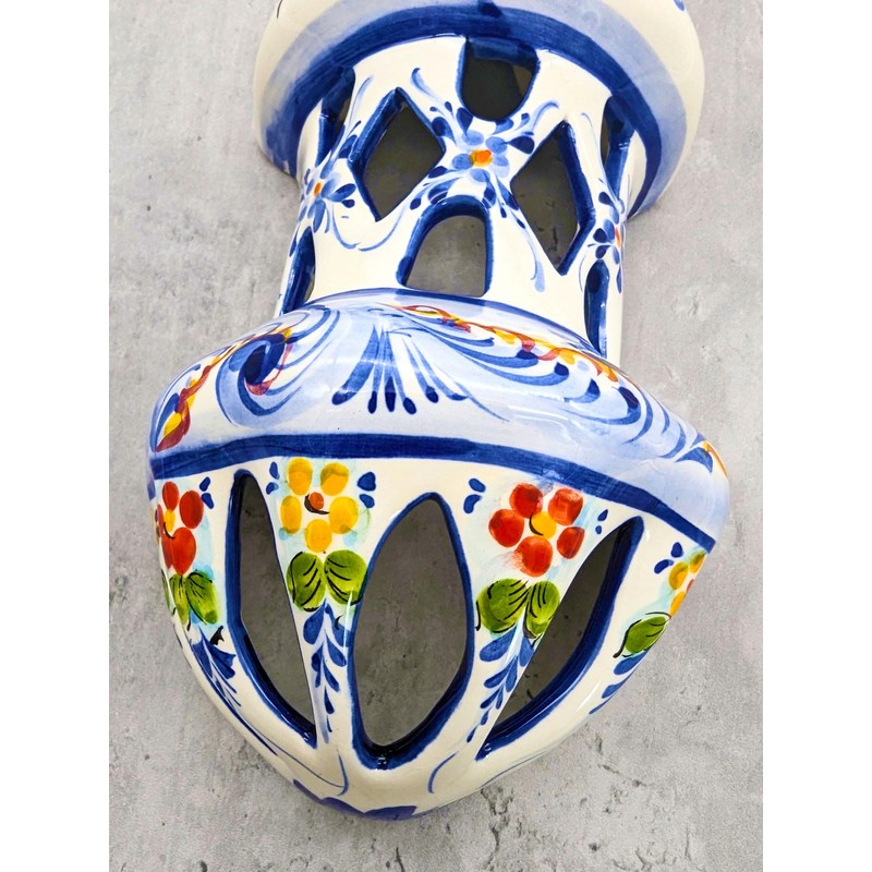 Generic Portuguese Pottery Hand Painted Alcobaça Ceramic Wall Lantern (Large)