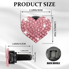 4PCS Heart-Shaped Car Vent Clips with Rhinestone, Automotive Air Fresheners