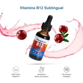 Dúo Pack Vitamina B12 Bioganic | Suplemento Alimenticio con Sabor Arándano | 2 Envases de Vitamina Líquida Sublingual | 120 Porciones por envase de 30
