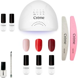 Kit de Uñas de Gel Crème Nails Kit Básico con Lámpara LED/UV 48W y 3 Esmaltes Semipermanentes de 5ml c/u Alta Pigmentación y Larga Duración Vegano y Cruelty-Free Acabado Profesional en Casa KB-3