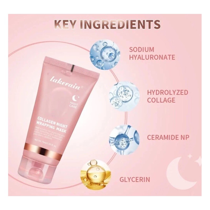 lakerain 2 Night Collagen Wrapping Mask Rejuvenation Moisturizing Brightening Korean