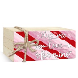 3 Pcs Valentines Day Wooden Signs Decor, Valentines Day Wooden Block Set, Happy Valentine's Day Decorations, Table Decorations for Home Table Bathroom Shelf, Valentine Gifts for Couples, 07