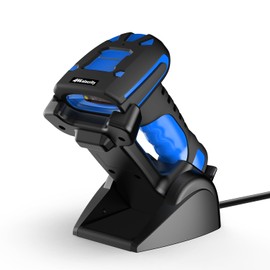Alacrity Wireless Charging Barcode Scanner, 1D/2D Symbologies, Global Shutter Scan Sensor, Long-Distance 433MHz Wireless & Bluetooth Connectivity, Industrial Shock and Dust-Proof Barcode Reader, Blue