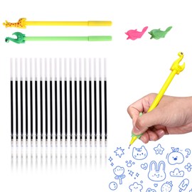 20Pcs Magical Pen Refills for Magic Practice Copybook,Invisible Ink Pen with Writing Training Aid Pencil Grip for Preschool Kids,Children Calligraphy Refills Set