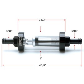 5/16 Inline Fuel Filter - APE RACING Universal Billet Aluminum Metal Glass Fuel Filter for Motorcycle ATV Dirt bike UTV and small Engines, Corrosion Resistance, Washable and High Flow