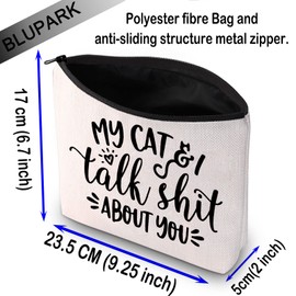 BLUPARK Cat Mom Makeup Bag Cat Lover Gift Me and My Cat Talk About You Cosmetic Bag Gift for Cat Lady, Me and My Cat,