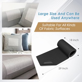 KOCOZA Linen Fabric Repair Patches, Self Adhesive Fabric Repair Tape 18x59 inch Extra Size Couch Patch Kits for Furniture, Curtains, Sofa, Headboards, Chairs, Clothing, Tents (18x59 Black)