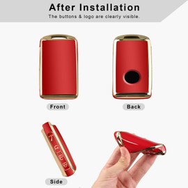 QBUC for Mazda Key Fob Cover Case with Leather Keychain for 2019-2023 Mazda 3, Mazda 6, Mazda 3 Hatchback, 2020-2023 Mazda CX-5, CX-9, CX-30 (2/3/4 Buttons) (Red)