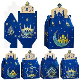 24 Pieces Eid Mubarak Treat Boxes Eid Mubarak Goodie Gable Boxes Ramadan Mubarak Favor Boxes Ramadan Kareem Treat Boxes for Eid Party Decoration Supplies Snack Sugar Chocolate Goodie Toy