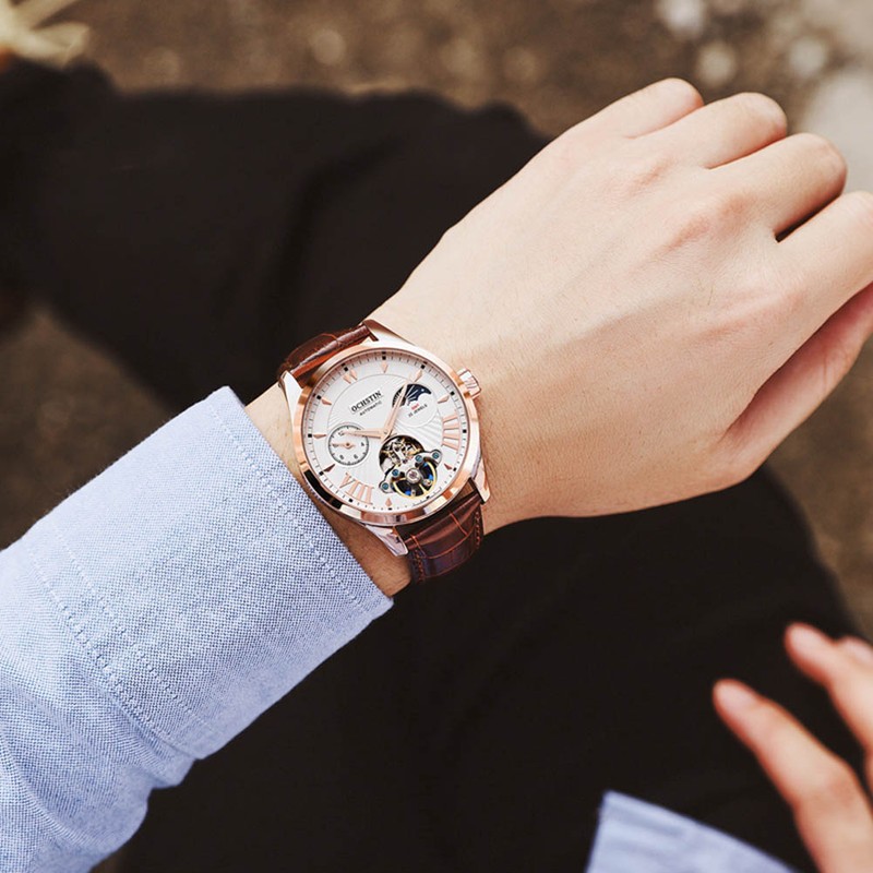 OCHSTIN Man Fashion True Leather Watch Wristwatch Automatic Mechanical Watch