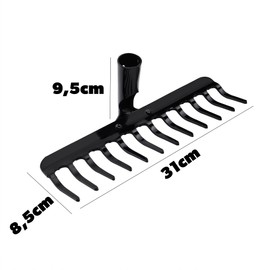 KADAX Garden Rake without Handle, Metal Garden Rake, Lawn Rake for Garden Care, Robust Lawn Rake, Rake for Raking, Rake for Lawn, Garden Tool (Rectangular 12 Prongs)