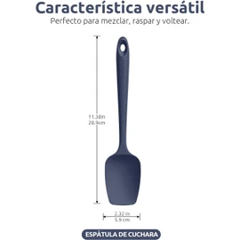 U-Taste Juego de espátulas de silicona para cuchara, raspador de goma flexible sin BPA, resistente al calor, a 600 ° F, para cocinar, mezclar, hornear, utensilios de cocina, juego de 3 (Azul medianoche)