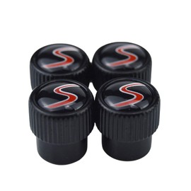 (Set of 4) S Metal Auto Tire Valve Stem Cap Cover with Resin S Emblem Covers Trim for Mini Cooper S Countryman S Clubman S JCW 36110429652