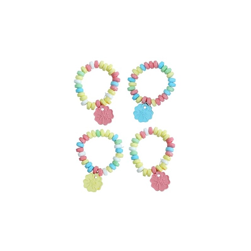 Candy Flowers - 24 Hibiscus Flower Shaped Candy Bracelets Individually