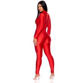 Forplay Women's Mock Neck Jumpsuit Adult Costume, Red, XS/S