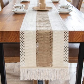 Modern Table Runner, 180 cm Long, Odourless, Table Runner, Wedding, Boho Vintage, Macrame Table Runner with Tassel, Table Runner for Wedding/Banquet, Decorative (Khaki)