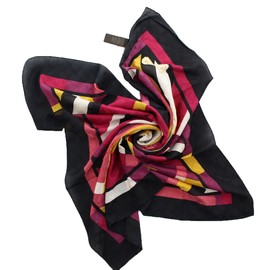 Coach 83804 Geometric Colorblock Square Silk Cotton Blend Scarf Tie Accessory