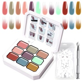 Shinein Gradient Painting Gel, 9 Colors Ombre Gel Nail Polish with 100Pcs Nail Sponges & 4 Claws Metal Grabber Sponging for Ombre Nails Aura Nails French Manicure Soak Off UV Monet's Garden