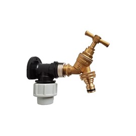 25mm mdpe Wall Plate/Back Plate with Solid Brass bib tap+ Click-Lock Connector