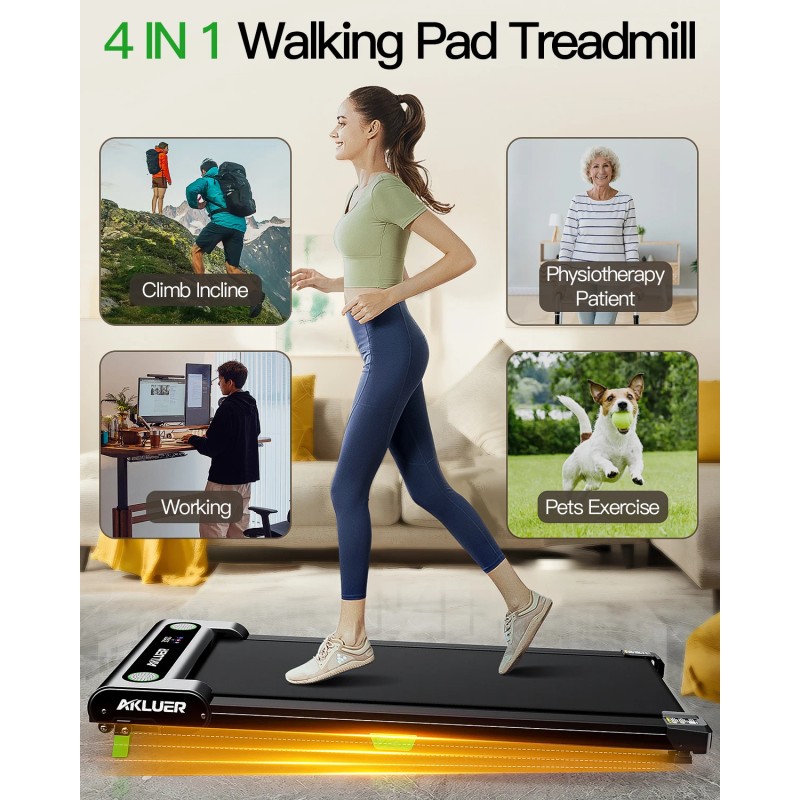 Akluer Portable 2-in-1 Electric Walking Pad 330LBS Capacity Incline Desk