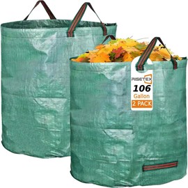 Leaf Collector & Leaf Bag 2-Pack | 106 Gallon Reusable Standable Yard Waste Bags | Portable Durable Garden Clippings Container with 4 Handles for Lawn Care, Camping & Recycling