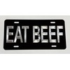 Silver Engraved Eat Beef Black Car Tag Diamond Etched Metal