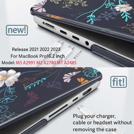 Lepeoac for MacBook Pro 16 inch Case 2021 2022 2023 2024 Release A3186 A3403 M4 A2991 M3 A2780 M2 A2485 M1 Pro/Max, Hard Shell Case with Screen Protector & Keyboard Cover, Rustic Flowers