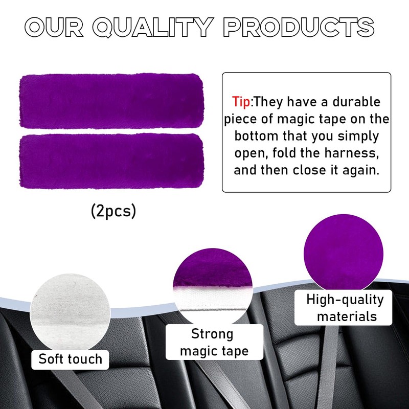 povtii 2PCS Car Seat Belt Cover Pad, Soft Auto Seatbelt