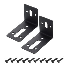 uxcell 2Pcs Adjustable L-Shape Corner Brace, 57 x 83 x 45mm 2 Slot l Corner Brace Slotted Joint Right Angle Bracket with Screws for Fixing Furniture Wood Shelves Cabinet Shelf, Black