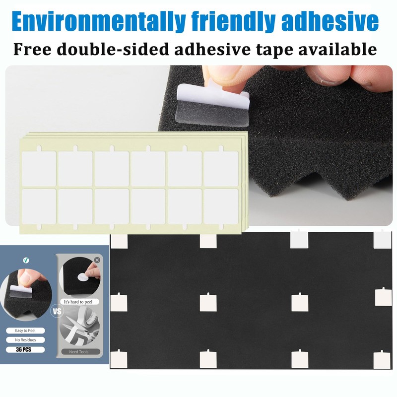 Acoustic Foam Panels 4 Pack 48"x24"x2" - High Density Soundproof