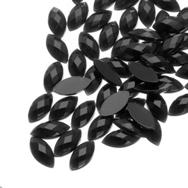 MECCANIXITY 200PCS Piedras Acrílicas Ojo De Caballo 4x8mm Con Respaldo Plano Piedras Artificiales Para Manualidades DIY Bodas Fiestas Maquillaje Joyería Negro Mate