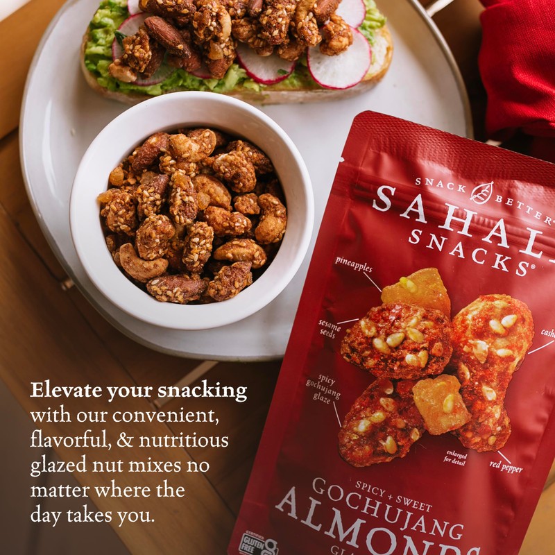 Sahale Snacks Gochujang Almonds Glazed Mix, Kosher, Gluten Free, 4