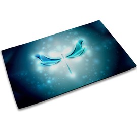TUBAMQ Welcome Dragonfly Doormat Indoor Outdoor Patio Blue Glowing Dragonfly Door Mats Non-Slip Entrance Mat for Home,Outside Entry,Yard,Floor,Patio 17x30INCH