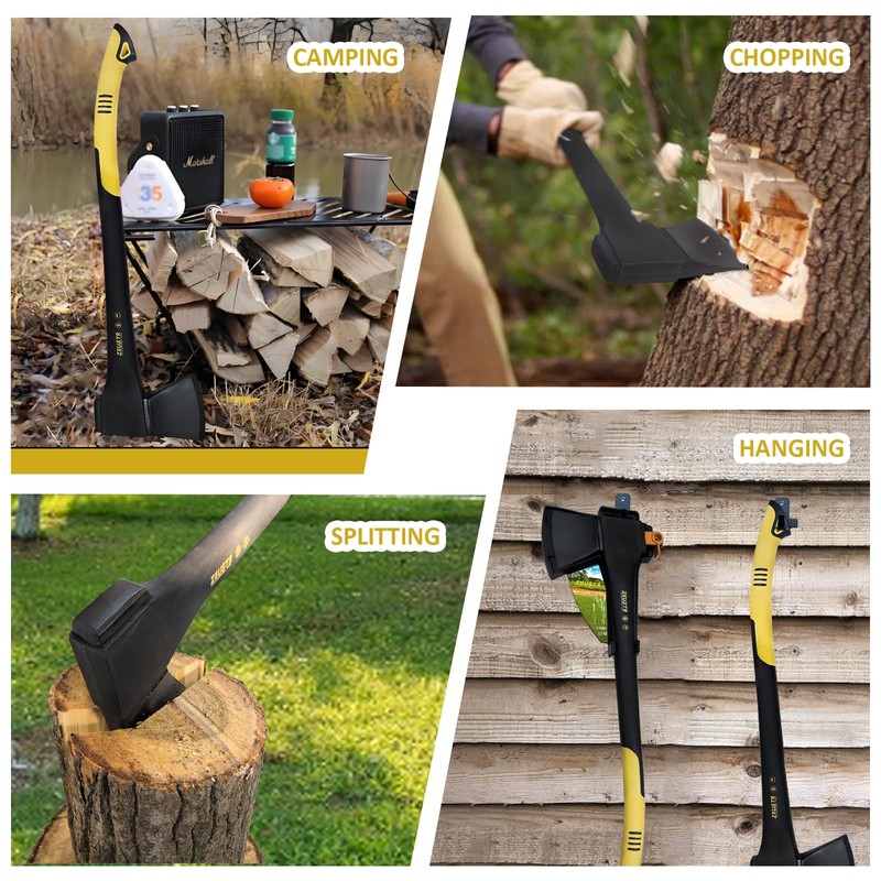 ZEUSTR 24" Splitting Axe Hatchet, Nylon Shock-Absorbing Handle, Camping Axe