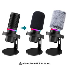 YOUSHARES Foam Windscreen with Furry Wind Muff Compatible with HyperX Duo Cast Microphone, Pop Filter for HyperX DuoCast Gaming Microphone to Blocks Out Plosives