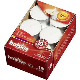 BOLSIUS 18 Count Maxi Tealight Candles - 10 Hour White Unscented Smokeless Tealights - Premium European Quality - Tea Candles for Weddings, Parties, Spas, Churches, Home, and Any Special Occasion