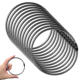 12pcs Loose Leaf Binder Rings, 4 Inch Large Metal Book Paper Clip Rings Keychain Keyrings for Index Cards Notebooks Photos Documents Files Home Office DIY Crafts Supplies, Black