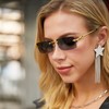 JUDOO Fashion Rimless Rectangle Sunglasses for Women Men Trendy Frameless