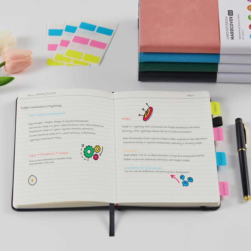 FOCUS DAY Lined Notebook Journals for Women/Men Work, 2 Pack