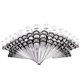 Boom Single and Double Ear Stretching Taper Ear Piercing Plug 1.6 to 10 mm 25 Pairs for Men and Women 3 - 12 mm Acrylic Black