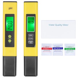 PH TDS Meter Combo 0.01pH High Accuracy Pen ±2% Readout Accuracy 3 in 1 EC Temperature Tester(A2(yellow) PH02SL(yellow) )