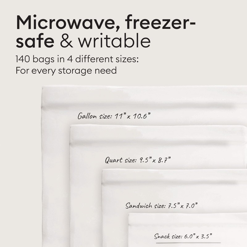Vove Compostable Storage Bags 140 Ct Multi-Size (S/M/L/XL) – PFAS-Free,