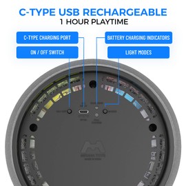 Mirana Mothership Hover Soccer Ball - Inbuilt Rechargeable Battery - Indoor Soccer Toys with LED Light (Moonshine Silver)